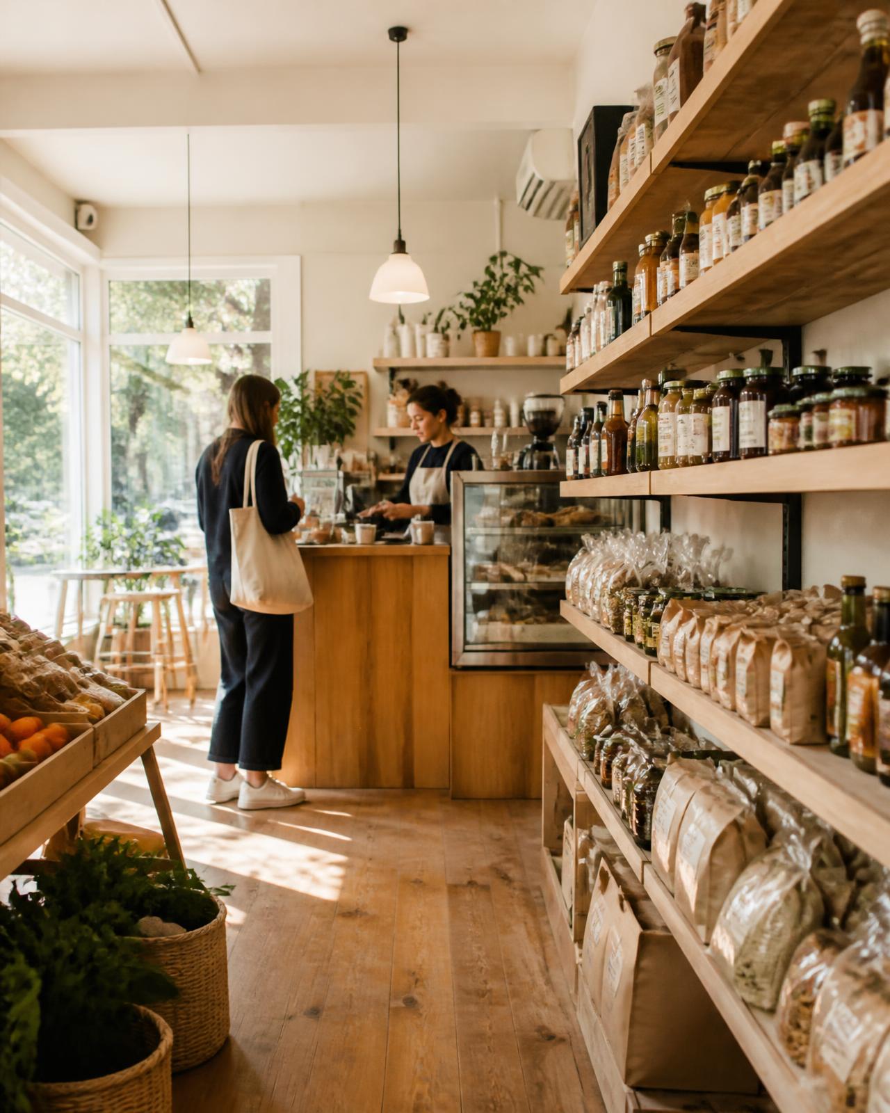 À l'intérieur du comptoir